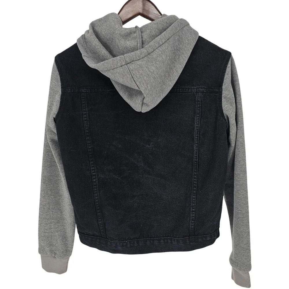 Maximos USA by R&B Denim Jacket Mens‎ Black Trucker Jean Jacket Detachable Hood